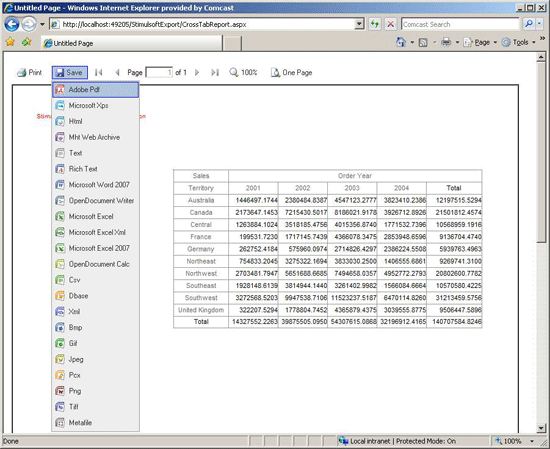 Saving report to PDF format