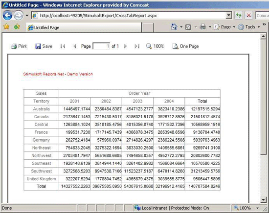 Web report at run time