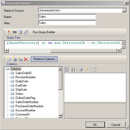 Set columns to the report