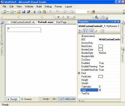 Custom control in design view