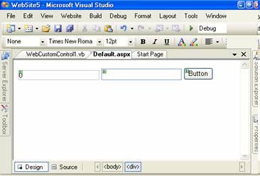 Custom control on web form