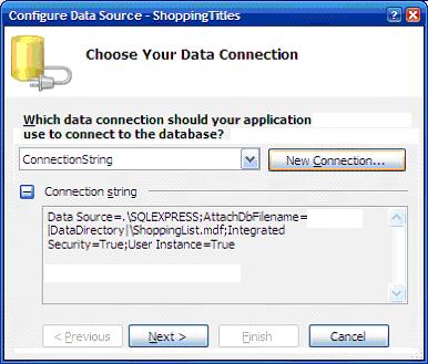 Choosing the connection of the datasource.