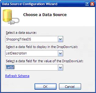 Then, select the datasource to be assigned to the datalist and select the fields as specified in the figure