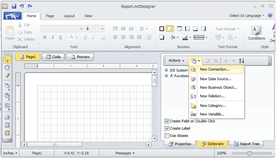 Adding new connection in Stimulsoft reports designer
